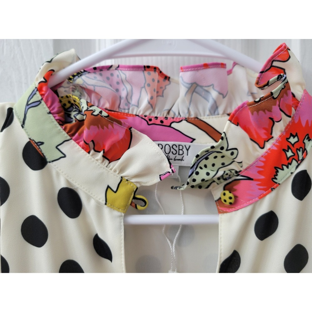 Crosby by Mollie Burch Floral Polka Dot Maxi Dress Long Sleeve Belted Small - Picture 13 of 16